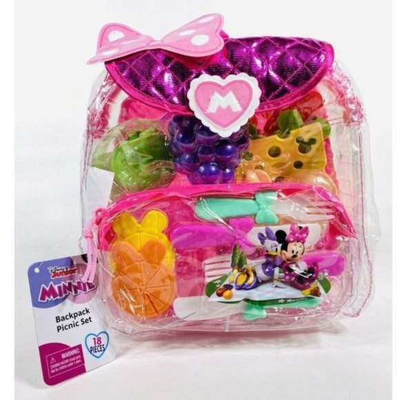 Disney Junior Minnie Backpack Picnic Playset 18 Piece Set - Picture 4 of 16
